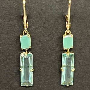 Lauren by Ralph Lauren Gold tone double drop aquamarine blue earrings
